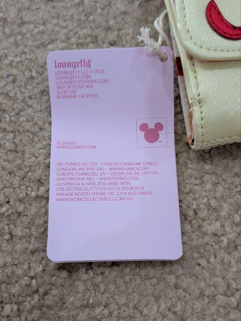 Loungefly Disney Princesses Belle Glittery Cream Wallet with Red Rose Applique